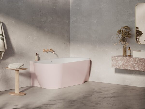 RAVAK Wanna Freedom Corner II Tec 175x86 P, wolnostojąca do ściany, Alabaster Pink/biała, osłona odpływu biała CC81600000