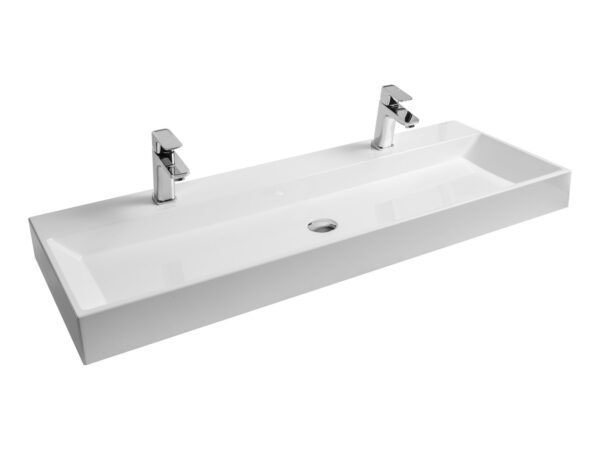 RAVAK Umywalka konglomeratowa Natural Duo 120, biała bez przelewu z otworem pod baterię stojącą XJO01212000