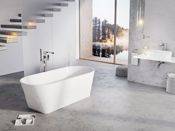 RAVAK Wanna Solo 178x80, wolnostojąca biała, osłona przelewu i odpływu chrom XC00100025