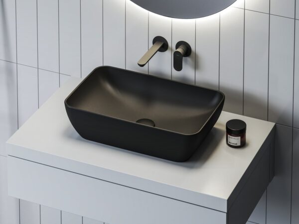 RAVAK Umywalka ceramiczna Uni 50 R Slim, czarny mat XJX0D150000