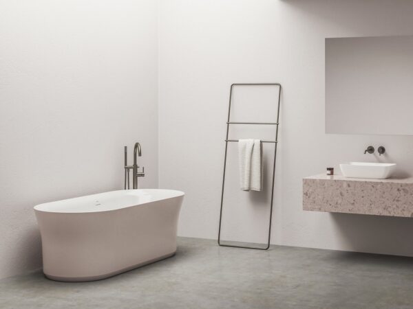 RAVAK Wanna Ypsilon 180x80, wolnostojąca, Alabaster Pink/biała, osłona odpływu biała XC00100085