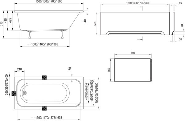 RAVAK Wanna Chrome 170x75 biała C741000000 - obrazek 3