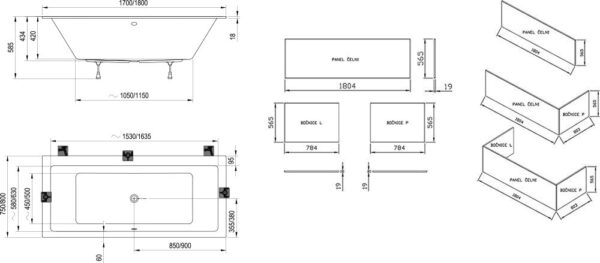 RAVAK Wanna Formy 01 slim 180x80 biała C881300000 - obrazek 5