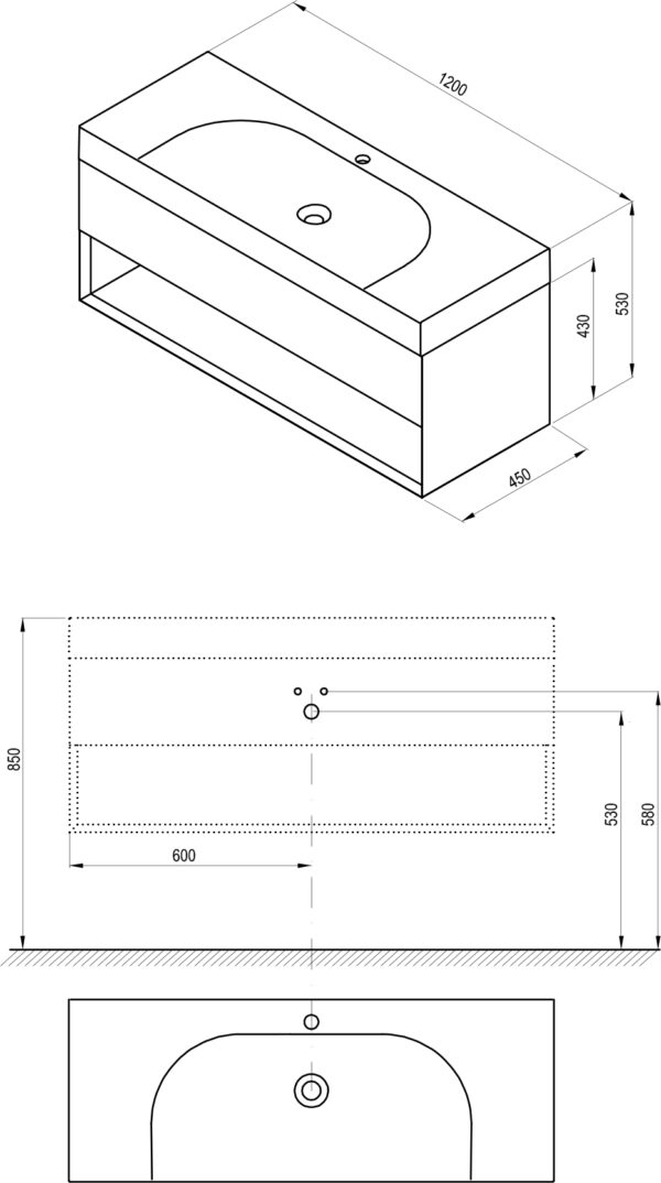RAVAK SD Lite 120 szafka pod umywalkę Alabaster Pink X000001872 - obrazek 3