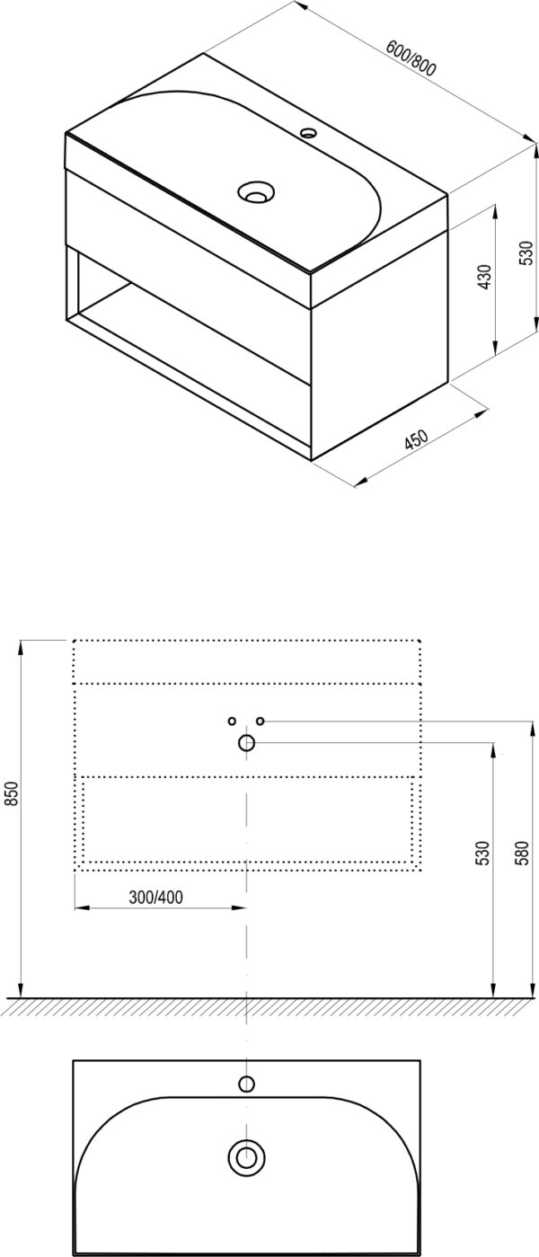 RAVAK SD Lite 80 szafka pod umywalkę Smoke Grey X000001865 - obrazek 3