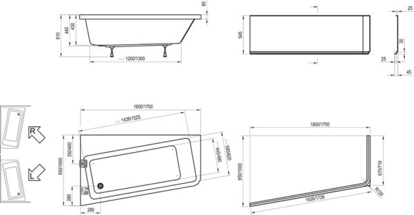 RAVAK Wanna 10° 160x95 P biała C841000000 - obrazek 3