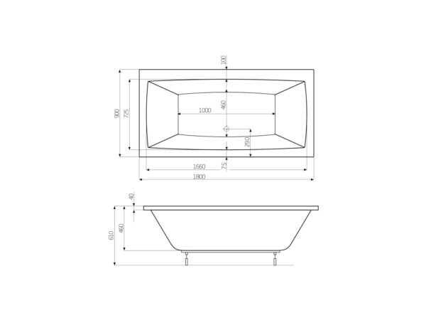 ROCA VITA Prostokątna wanna akrylowa 1800X900 z hydromasażem Smart WaterAir Plus A24T086000 - obrazek 2