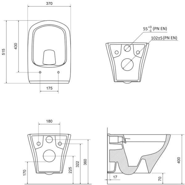 RAVAK WC Classic RimOff, podwieszany, biały X01671 - obrazek 2
