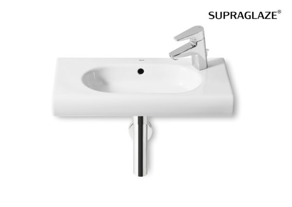 ROCA MERIDIAN Mała umywalka ścienna Compacto 60 cm z otworem na baterię po prawej stronie SUPERGLAZE A32724TS00