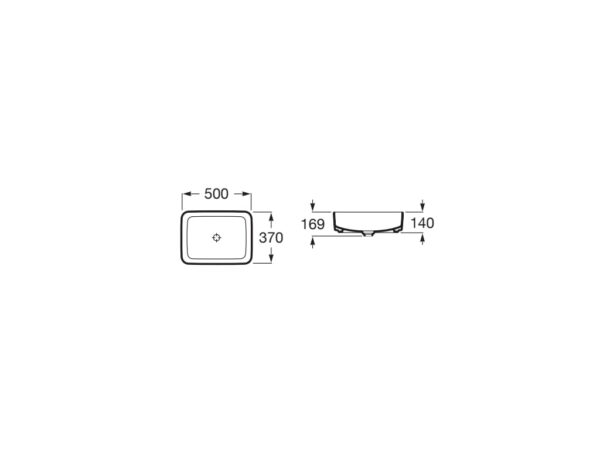 ROCA INSPIRA Umywalka nablatowa cienkościenna Square FINECERAMIC®SUPERGLAZE  A327530S00 - obrazek 2
