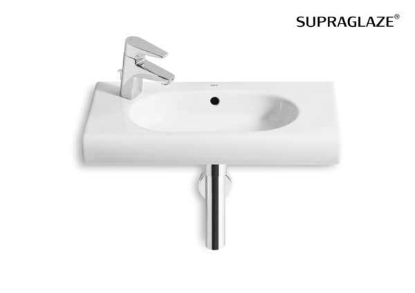 ROCA MERIDIAN Mała umywalka ścienna Compacto 60 cm z otworem na baterię po lewej stronie SUPERGLAZE A32724XS00