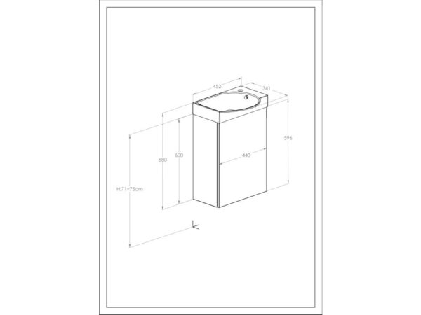 ROCA RAVELL Zestaw łazienkowy Unik 45 cm z 1 drzwiami NIEBIESKI MAT A852448538 - obrazek 2
