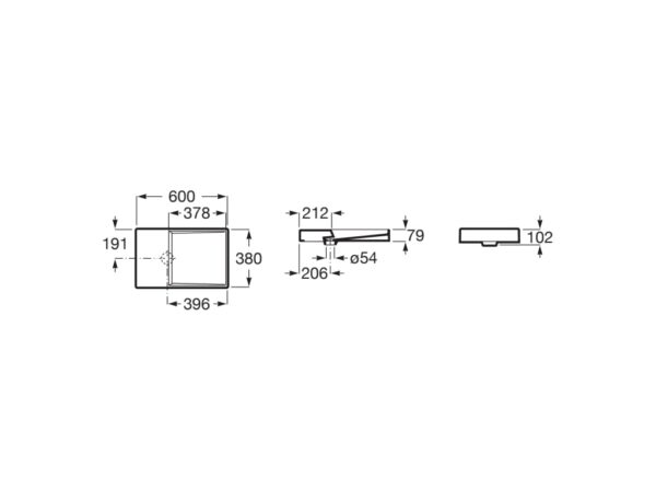 ROCA HORIZON Umywalka nablatowa bez otworu na baterię - DASH CZARNY MAT A32727908B - obrazek 2