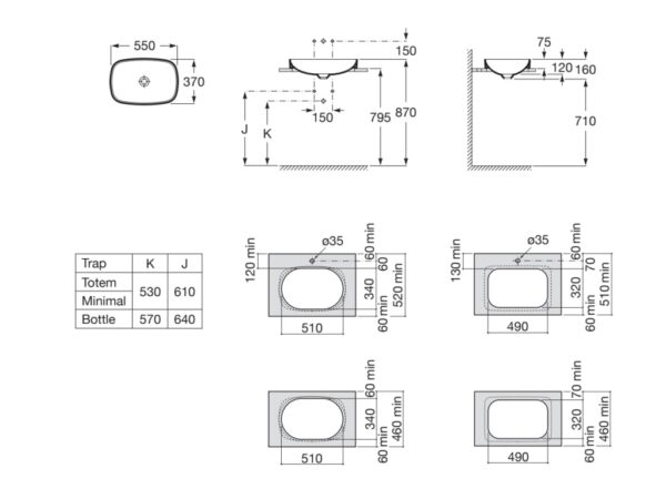 ROCA INSPIRA Umywalka blatowa cienkościenna Soft FINECERAMIC® CAFE A327504660 - obrazek 2