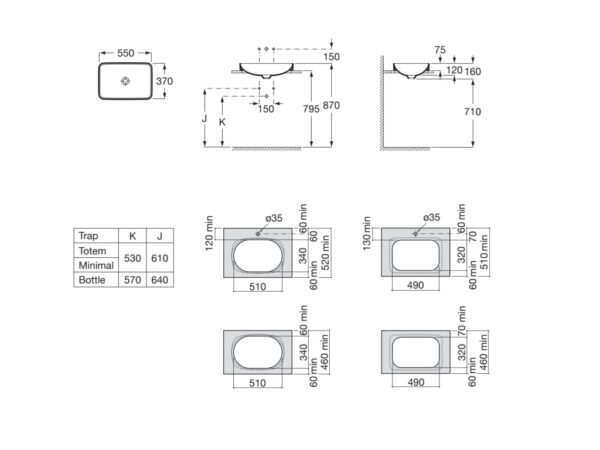 ROCA INSPIRA Umywalka blatowa cienkościenna Square FINECERAMIC® PERŁOWY A327534630 - obrazek 2