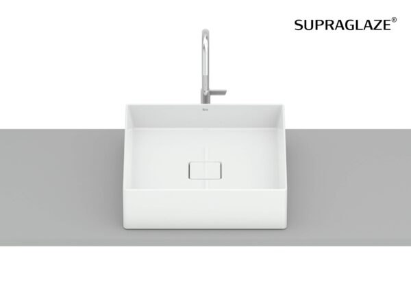 ROCA TERRA Umywalka nablatowa 40 x 40 cm kwadratowa Fineceramic® SUPERGLAZE A32787YS00