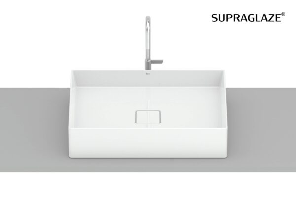 ROCA TERRA Umywalka nablatowa 51 x 36 cm kwadratowa Fineceramic® SUPERGLAZE A32787ZS00