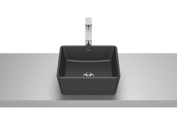 ROCA OPTICA Mała umywalka nablatowa kwadratowa CZARNY MAT A327B12080