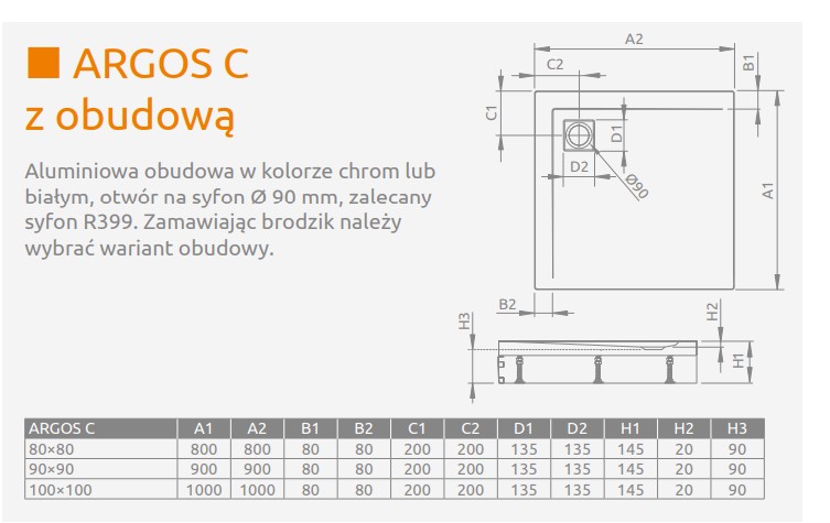 RADAWAY panel biały 100 cm do brodzika Argos C lub D z obudową 001-510094004 - obrazek 2