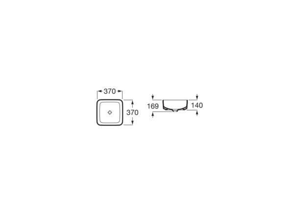 ROCA INSPIRA Umywalka nablatowa cienkościenna Square FINECERAMIC® SUPERGLAZE A327532S00 - obrazek 2