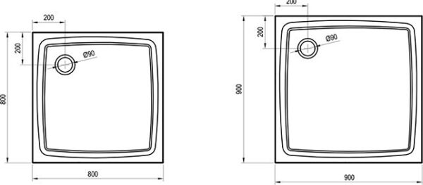 RAVAK Brodzik Perseus Pro Flat 90x90 XA037711010 - obrazek 2