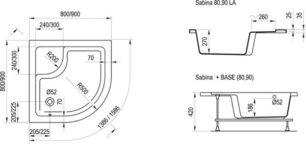 RAVAK Brodzik Sabina 80 LA GPX11004 - obrazek 3