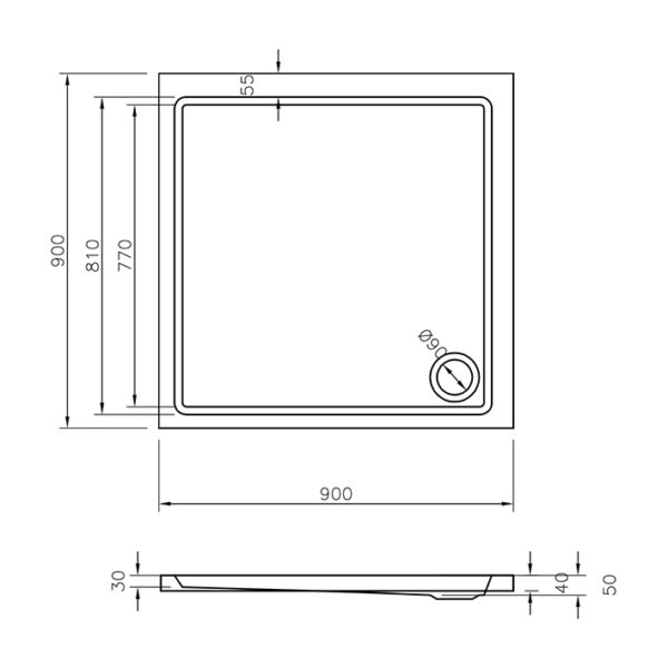 RAVAK Brodzik Angela Basic 90x90 LA GPX2240134 - obrazek 2