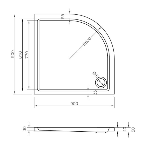 RAVAK Brodzik Ronda Basic 90x90 LA GPX2240130 - obrazek 2