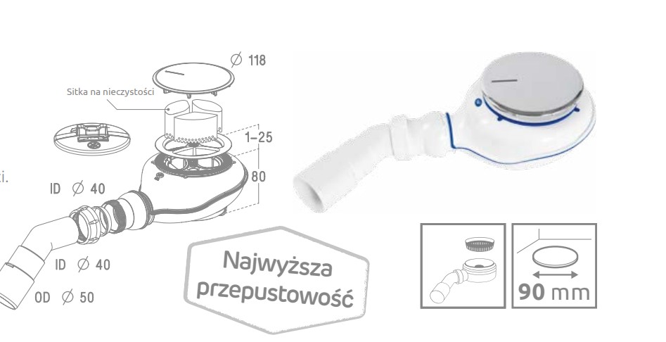 RADAWAY TURBOFLOW 2 TB21 SYFON BRODZIKOWY TB21 - obrazek 2